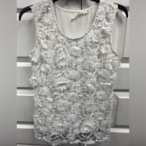 Crochet Lace Boho Sleeveless Festival Layering Tank Top Large Solitaire